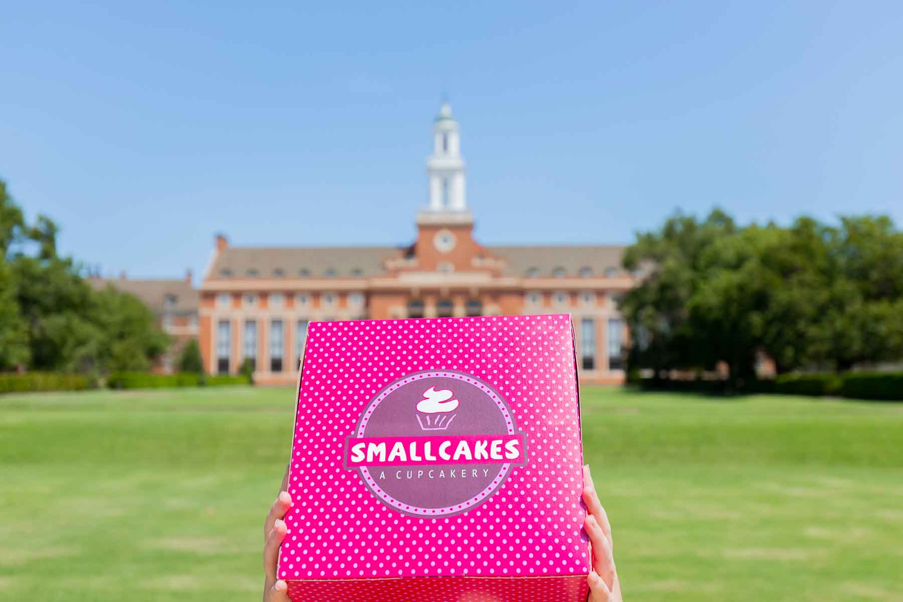 Smallcakes box held in front of OSU